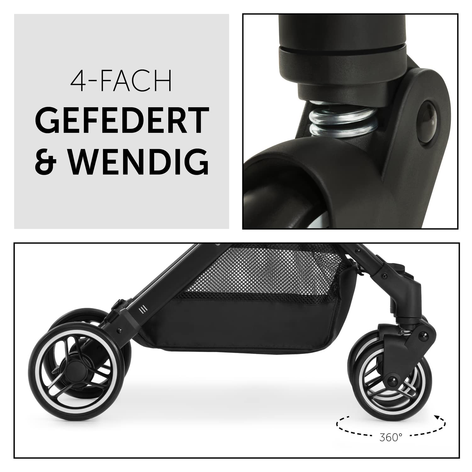 hauck Travel N Care, Dark Olive - Reise Buggy für Kinder ab Geburt bis 22 kg - mit Liegefunktion - Leicht 6,9 kg & Kompakt - Klein Zusammenklappbar - UPF 50+ - EVA Räder - Korb bis 3 kg