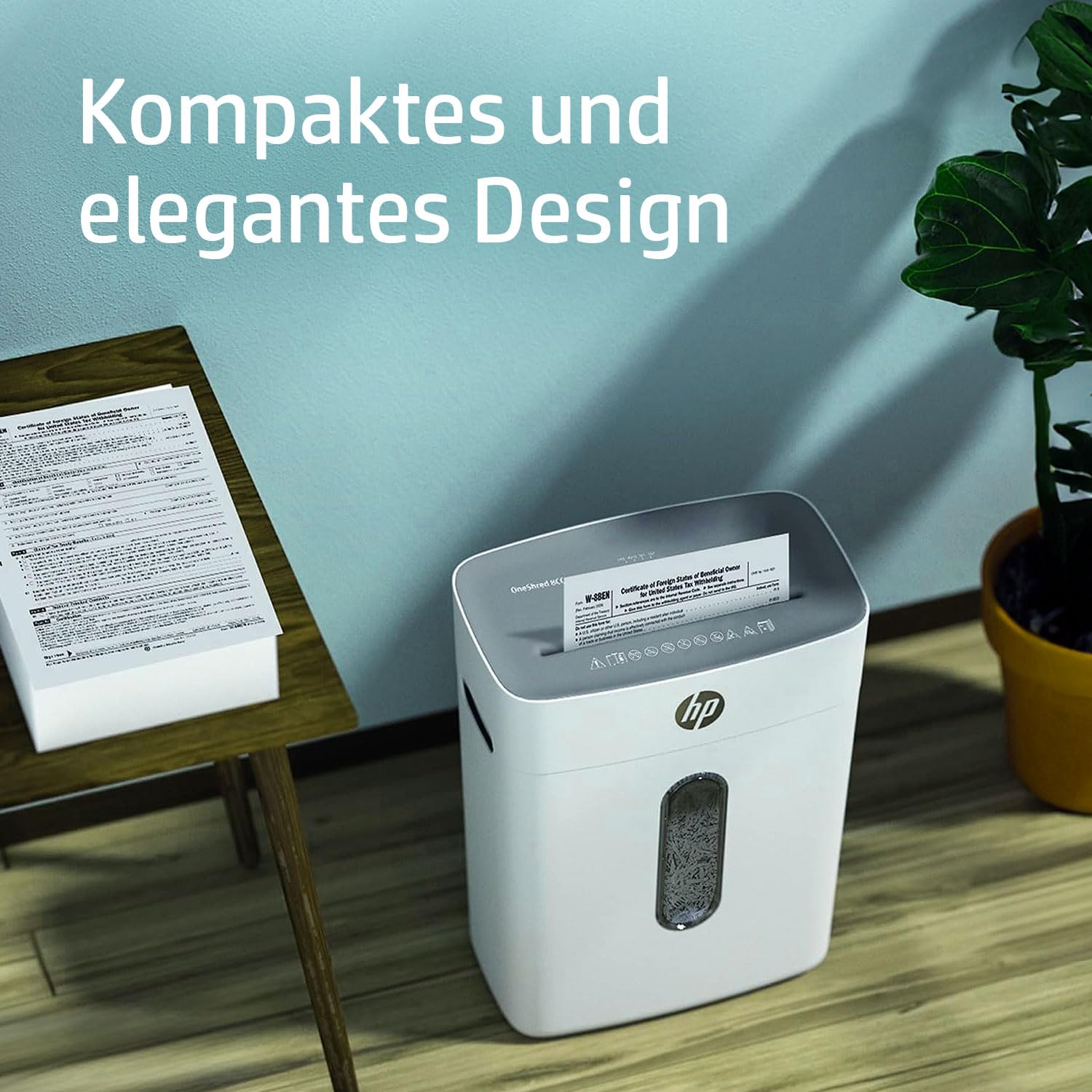 HP OneShred 8CC Aktenvernichter P4 | Schredder Aktenvernichter mit Cross Cut Partikelschnitt | Papierschredder für Zuhause & Büro | 8 Blatt Schnittleistung | Shredder Papier mit 15L Auffangbehälter