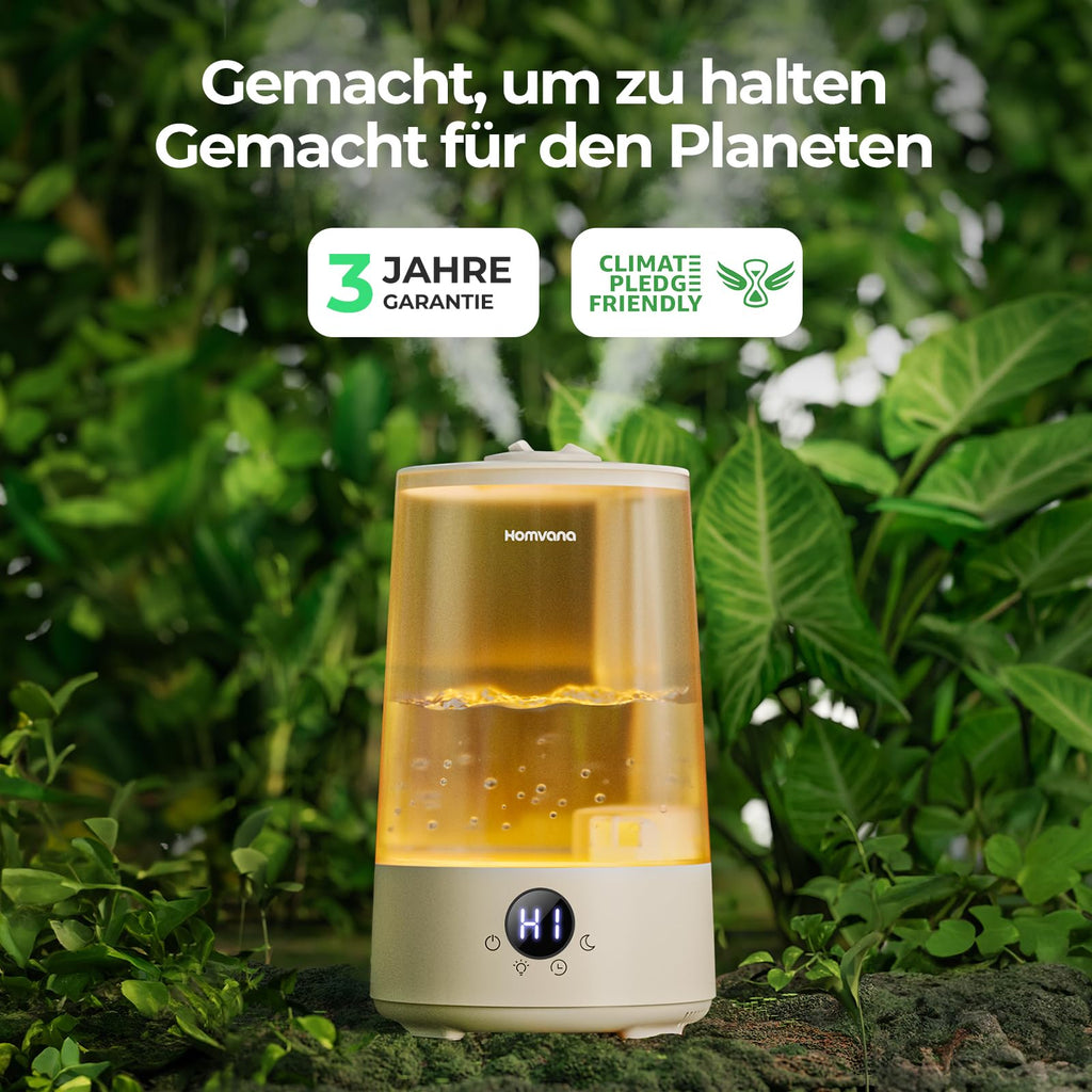 Homvana Luftbefeuchter Schlafzimmer Top-Fill, 3.6L 360°Cool Mist 34H Dauerhaft, Ruhig 16dB (SilentSpary Tech) Klein, Luftbefeuchter Pflanzen, Growtent, Pflanzenbefeuchter, Humidifier Plants (Grau)
