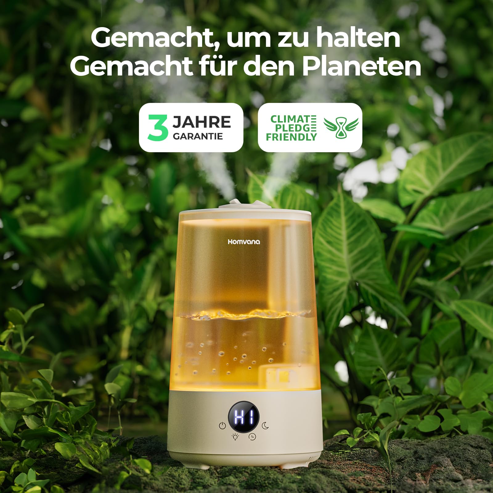 Homvana Luftbefeuchter Schlafzimmer Top-Fill, 3.6L 360°Cool Mist 34H Dauerhaft, Ruhig 16dB (SilentSpary Tech) Klein, Luftbefeuchter Pflanzen, Growtent, Pflanzenbefeuchter, Humidifier Plants (Grau)