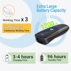 Tera Pro Series 2D QR 3-in-1 Portable Mini Barcode Scanner Bluetooth & USB Cable & 2.4G Wireless with Time Prefix/Suffix, 1200 mAh Better Efficiency, Model 1300 Blue