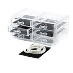 Compactor RAN6044 Make-up- und Schmuck-Aufbewahrungsbox mit 6 Schubladen, transparent, Polystyrol und Stoff, 23,8 x 15 x Höhe 11 cm