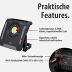 Brennenstuhl Professional Multi Battery LED Hybrid Baustrahler 6050 MH (60W, 6200lm, IP65, LED Baustrahler kompatibel mit 18V Akkus 10 verschiedener Hersteller, 5m, ohne Akku, Engineered in Germany)