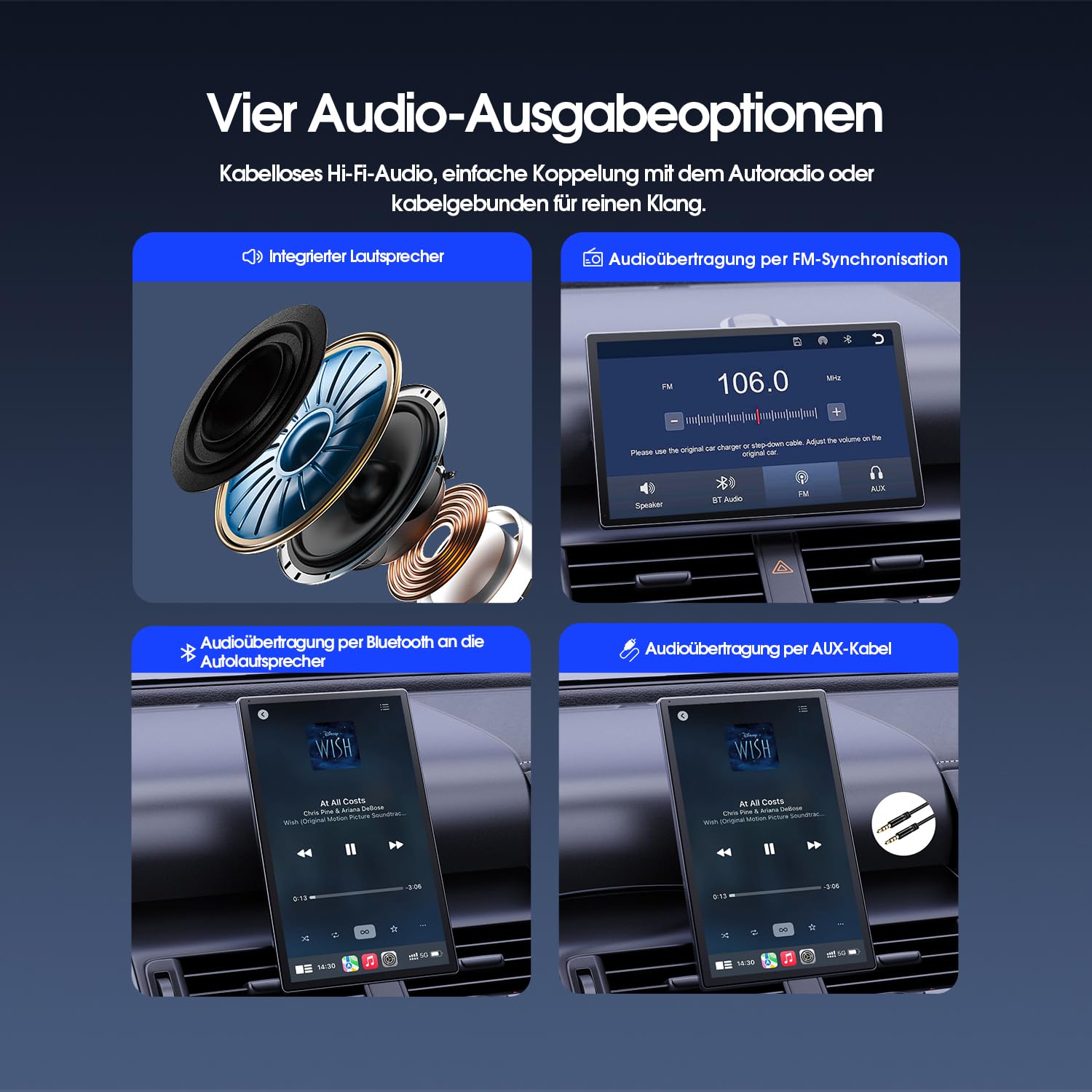 Avylet 9 Zoll Wireless Carplay Display für Apple Carplay & Android Auto, Tragbarers Carplay Autoradio mit Magnetischer Halterung, OTA-Updates, IP67 Rückfahrkamera, GPS Navigation, Bluetooth 5.0