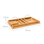 Relaxdays Betttablett Bambus höhenverstellbar HBT 30,5 x 72,5 x 35 cm Laptop Tisch für Notebook mit Leseklappe als Laptopständer klappbar mit Ablage für Maus und Bücher als Notebookständer, natur