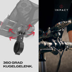 Impact® Pro Mount 360° - Handyhalterung Fahrrad [Smartphone KOMPATIBEL 4-7 Zoll] - Handyhalter Fahrrad - Handyhalterung für Fahrrad Lenker mit Kugelgelenk & Sicherheitsgummi - iPhone 14 15 Pro Max