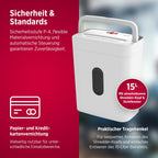 OLYMPIA PS 53 CC Pro Aktenvernichter weiß | Papierschredder für Home Office & Büro | Schredder Aktenvernichter P-4 | Partikelschnitt 4×38 mm | 6-Blatt Shredder Papier | 15 L Papier Schredder Gerät