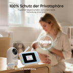 Boifun Babyphone mit Kamera, 5" IPS Video Babyfon ohne WLAN, PTZ 360 Grad Nachtsicht, Geräusch-/Temperaturerkennung, Plug & Play, 300m Hohe Reichweite, 3050mAh Akku, Zwei-Wege Audio, Wiegenlieder