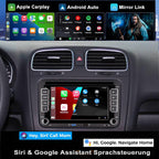 HLLECARMO Autoradio für VW Golf 5/6, Polo 5/6R, T5, Passat, Jetta – 7-Zoll-Touchscreen, Wireless CarPlay & Android Auto, Bluetooth/AM/FM/Lenkradsteuerung (SWC)/USB/DSP-EQ, Plug and Play