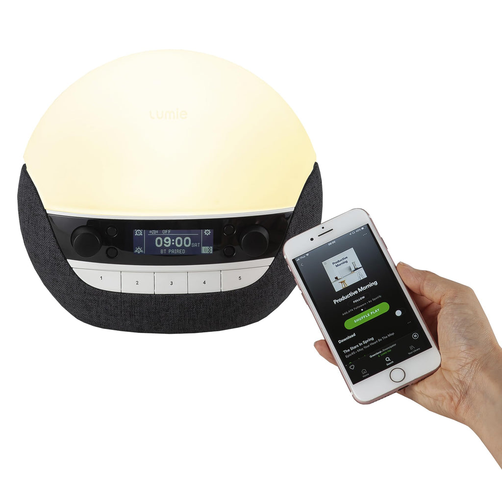 Lumie Bodyclock Luxe 750DAB - Lichtwecker, DAB-Radio, Bluetooth Lautsprecher & Wenig Blaulicht für Schlafenszeit