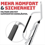 Sicherheitsleiter 4 Stufen Klappbar I TÜV Rheinland Zertifiziert I Belastbar bis 150kg I Anti-Rutsch-Füße und Trittstufen I Trittleiter mit Handlauf I Sicherheitsleiter für Senioren I Weiß