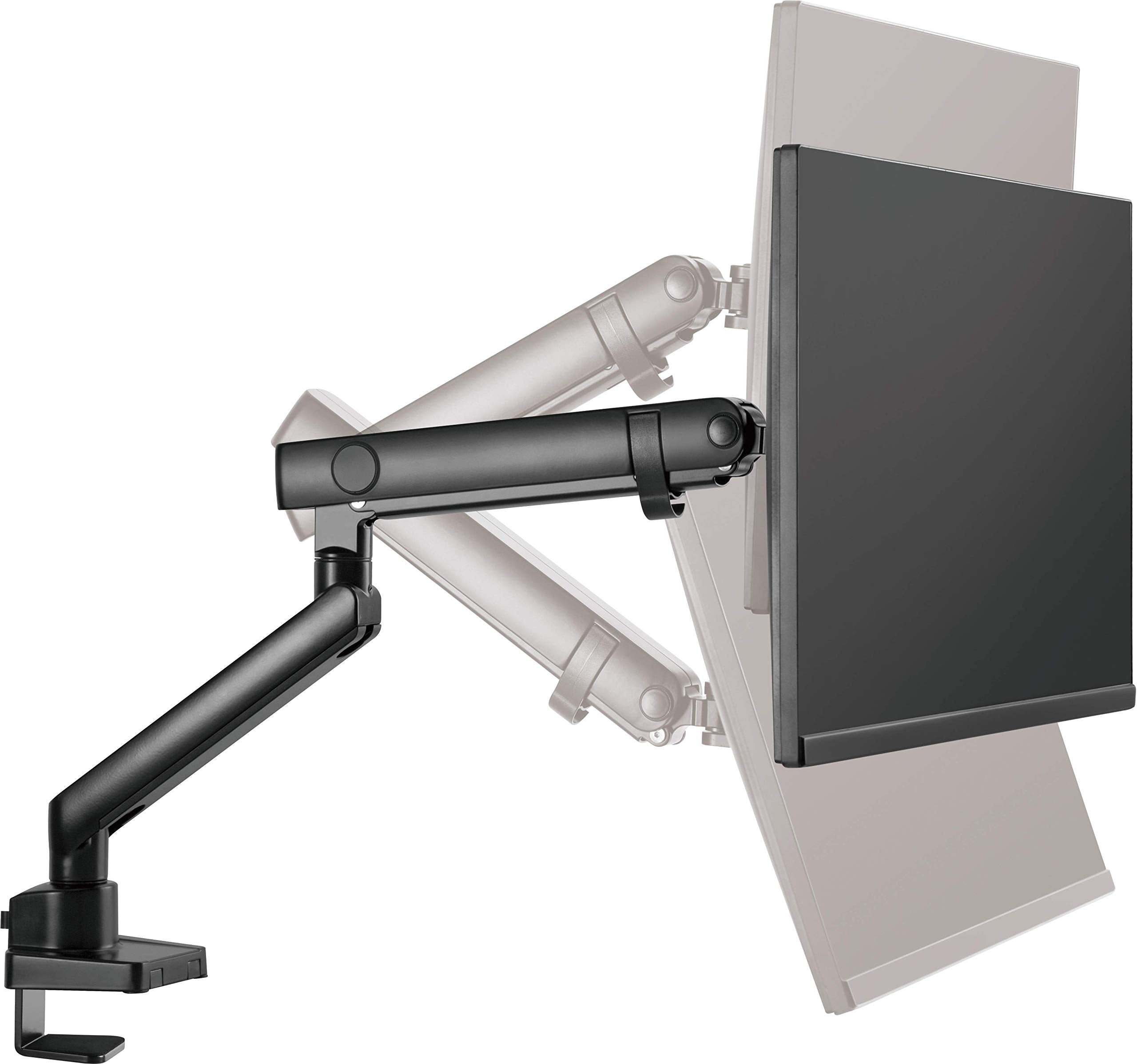 ICY BOX Monitor Halterung für 1 Monitor bis 32 Zoll (bis 8kg, VESA 75x75/100x100), Monitorständer aus Stahl, Schwenk-& Neigbar, Befestigung auf Tischplatte/Tischkante, IB-MS313-T, Schwarz