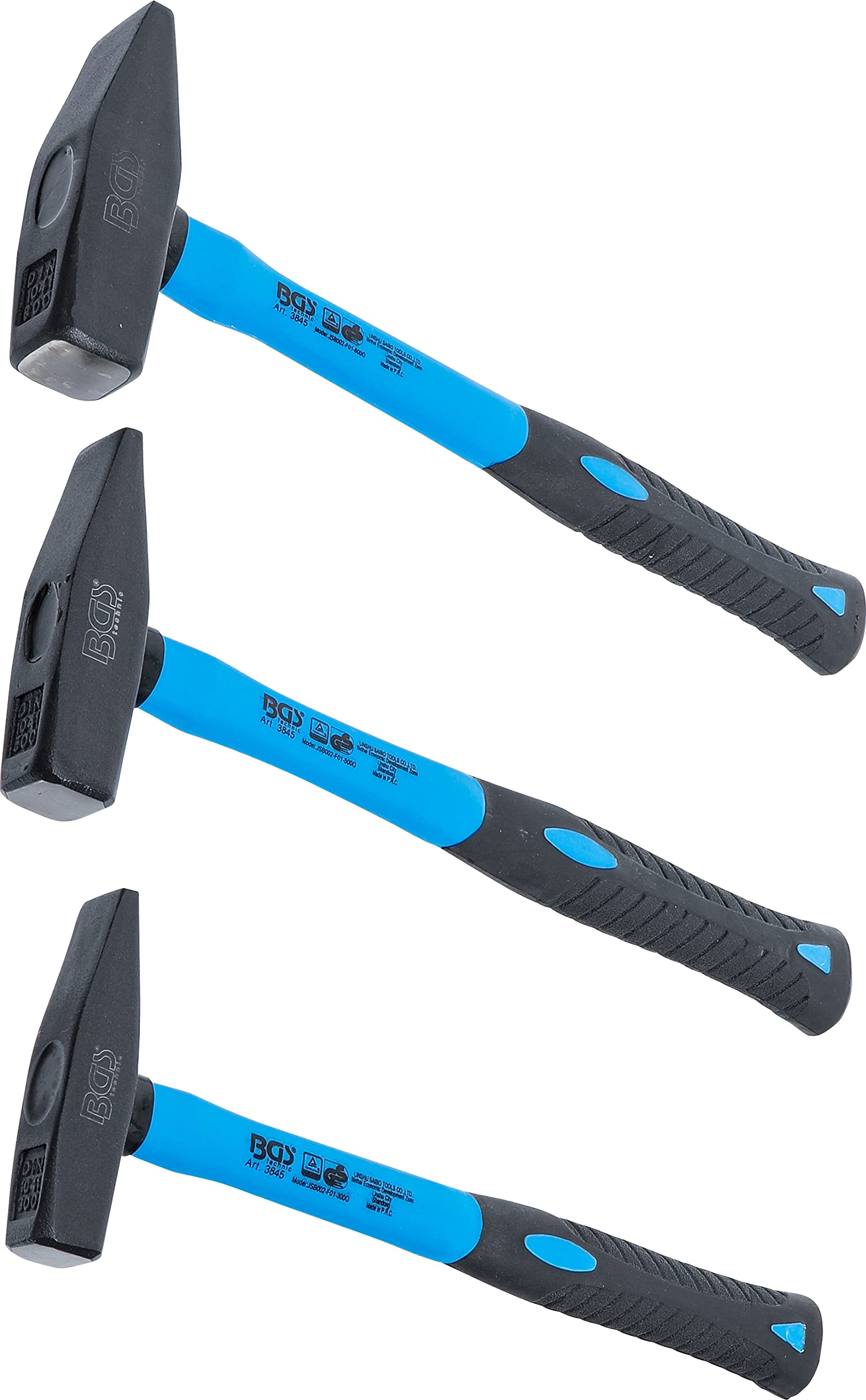 BGS 3845 | Schlosserhammer-Satz | Fiberglasstiel | DIN 1041 | 300/500 / 800 g | 3-tlg. | Hammer-Set