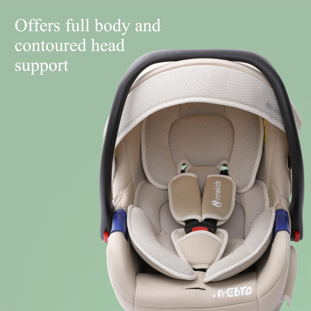 Innokids Säuglings Autositz Einsatz, Neugeborener Kopf-Stützkissen und Körper-Stützkissen für Babys Anzug für Baby-Autositze und Kinderwagen (Beige)