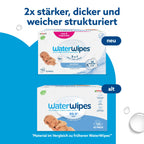 WaterWipes Sensitive+ Newborn & Baby Wipes, Feuchttücher für Neugeborene und Babys, 720 Stück (12 Packungen), 3-in-1-Reinigung, Pflege, Schutz, 99,9% Wasser, parfümfrei