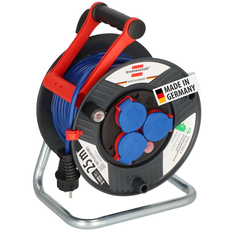 Brennenstuhl Garant IP44 Kabeltrommel (25m, Spezialkunststoff, kurzfristiger Einsatz im Außenbereich, Made in Germany) grau