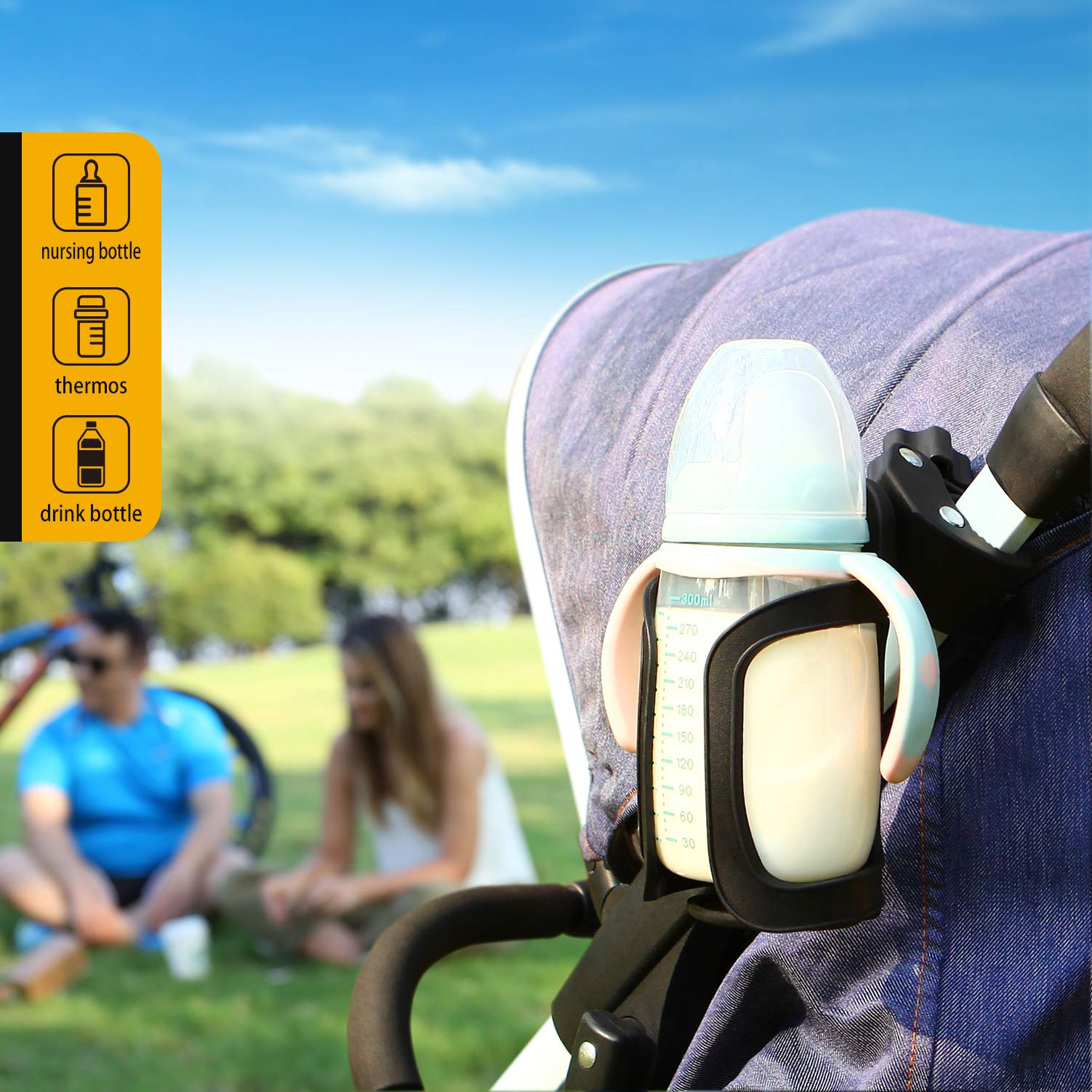 BUNDLEPRO Getränkehalter für Kinderwagen,Universal Getränkehalter für Fahrrad, 2 Stücke,360 Grad Rotation, Flaschenhalter Wasser Becherhalter für Trolleys Mountainbikes,Kinderwagen und Rollstuhl