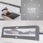hauck Bettschuztgitter Sleep N Safe Plus XL für Kinder 18 Monate bis 5 Jahre, Großer Rausfallschutz Bett für Elternbett 150 x 50 x 44 cm, Faltbar, Tragbar, Bettgitter für Kleinkinder (Melange Grey)