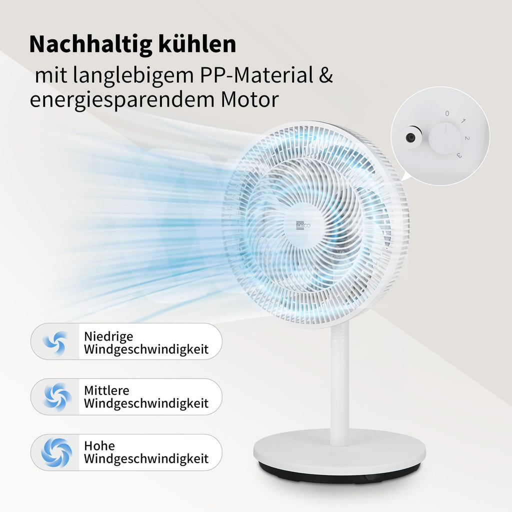 aeco AirX-Flow 100 Standventilator 2-in-1 Stand- & Tischventilator 3 Geschwindigkeitsstufen Höhenverstellbarer Oszillation 85° 55W Kraftvoller 7-Blatt Lüfter Ventilator Luftzirkulation