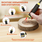 BURNNOVE Brandmalerei Set mit Digitalanzeige 100℃-750℃ Einstellbare Temperatur 21-teilig Spitzen Brandmalkolben für Holz, Leder und Kürbis Holzschnitt