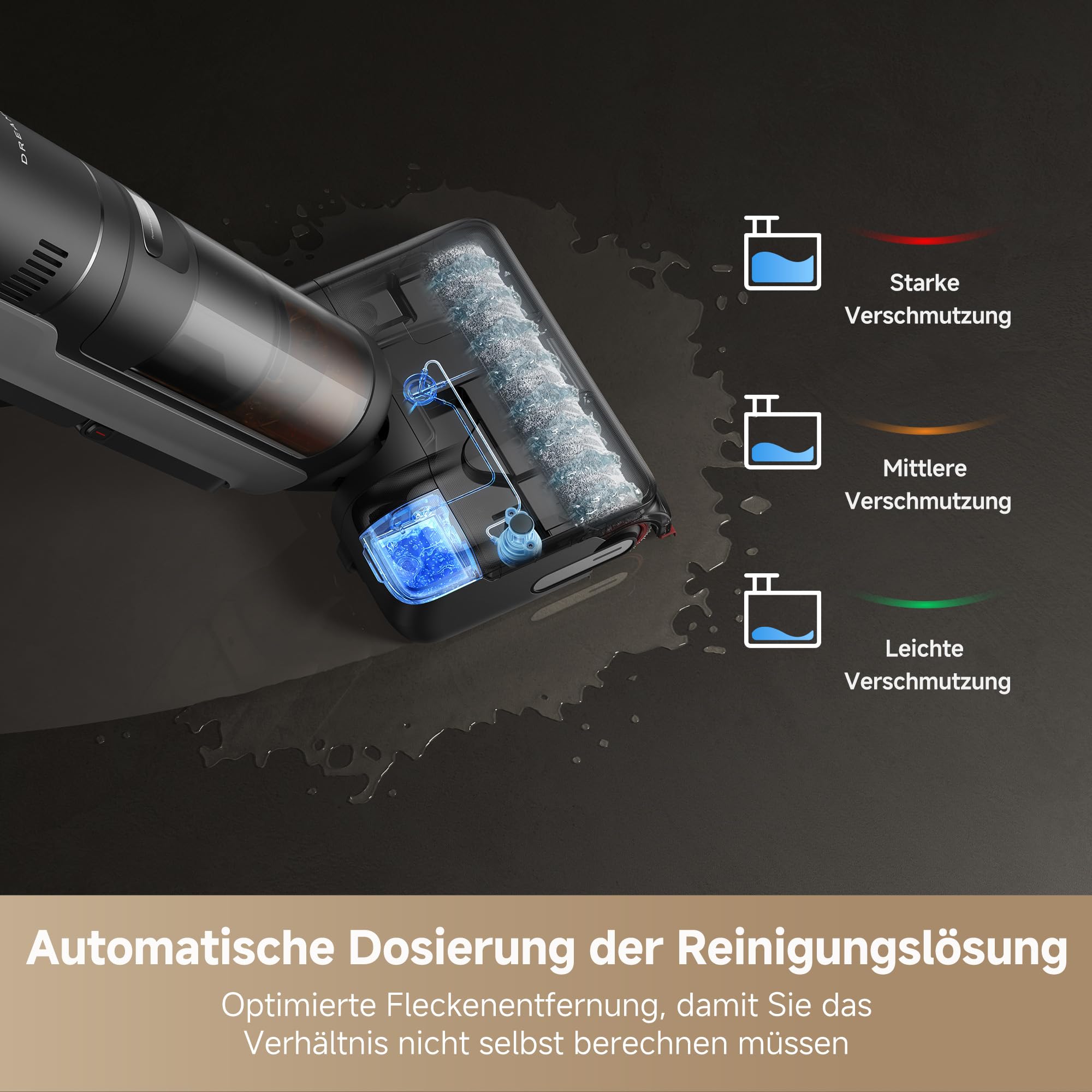 dreame H15 Mix 7-in-1 Nass- und Trockensauger, KI-Roboterarm, Kantenreinigung, 23.000 Pa Saugkraft, intelligente Dosierung, verhedderungsfrei, 100 °C Bürstenrein, 5 Min. 90 °C Trocknung, flach