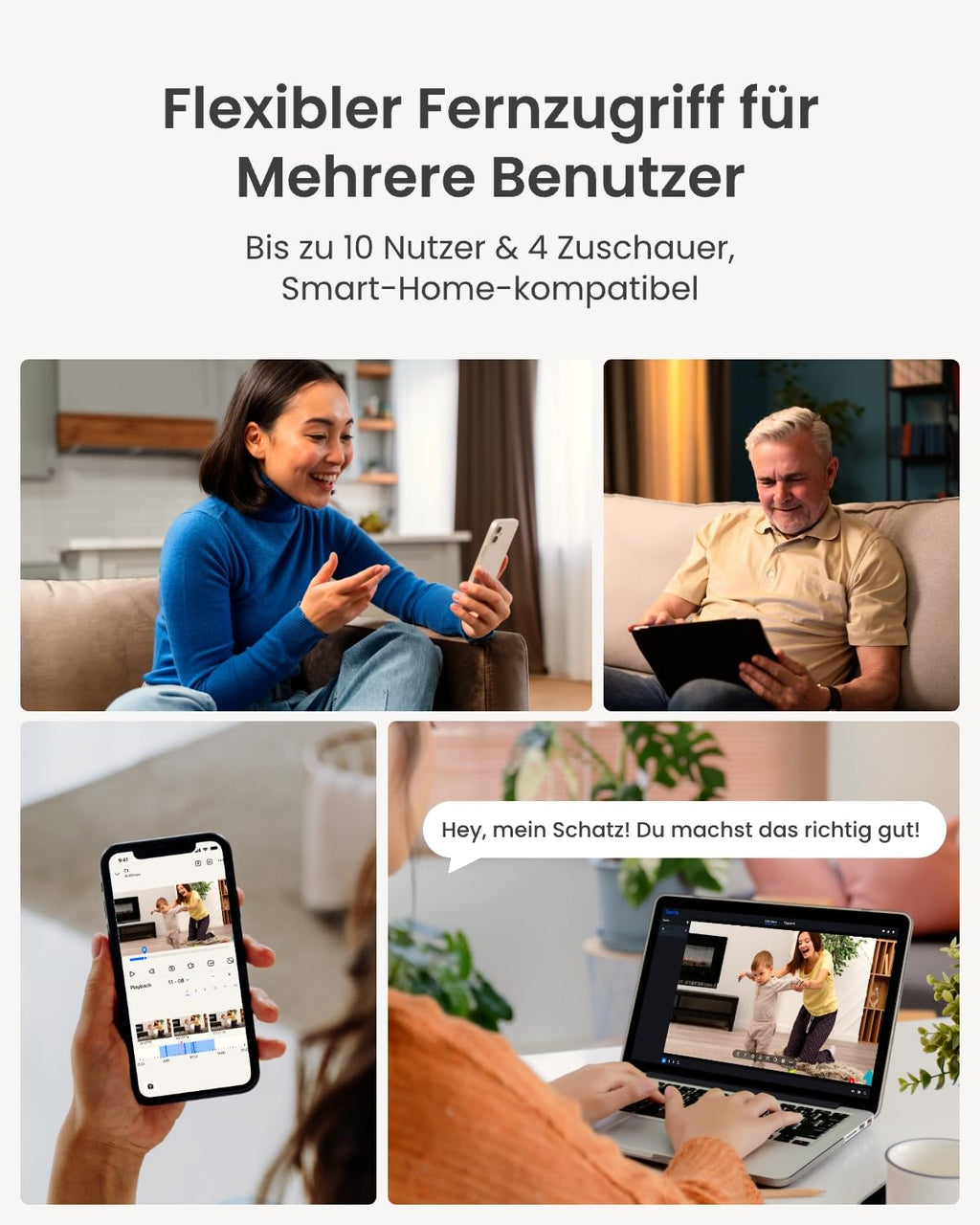 Reolink 2K Überwachungskamera Innen, 360°-Ansicht Indoor Kamera WLAN mit Auto-Tracking, Baby Monitor mit Personen-/Tier-/Weinen-Erkennung, 2,4 GHz Wi-Fi, Privatmodus, 2-Wege-Audio, E1 4MP