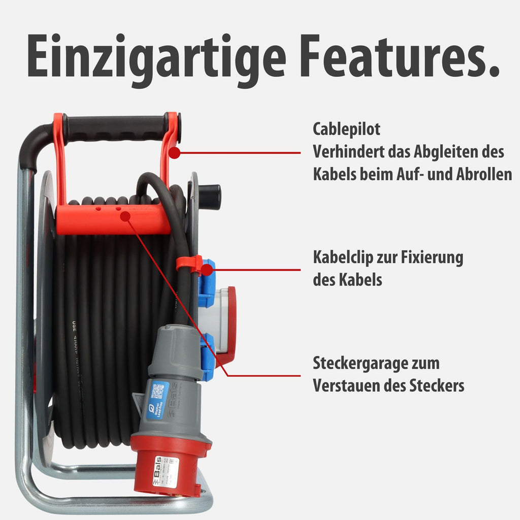 Brennenstuhl Garant CEE 1 V2 IP44 Kabeltrommel (CEE-Kabeltrommel mit 30m Kabel in schwarz, ständiger Einsatz im Außenbereich IP44, Made in Germany)