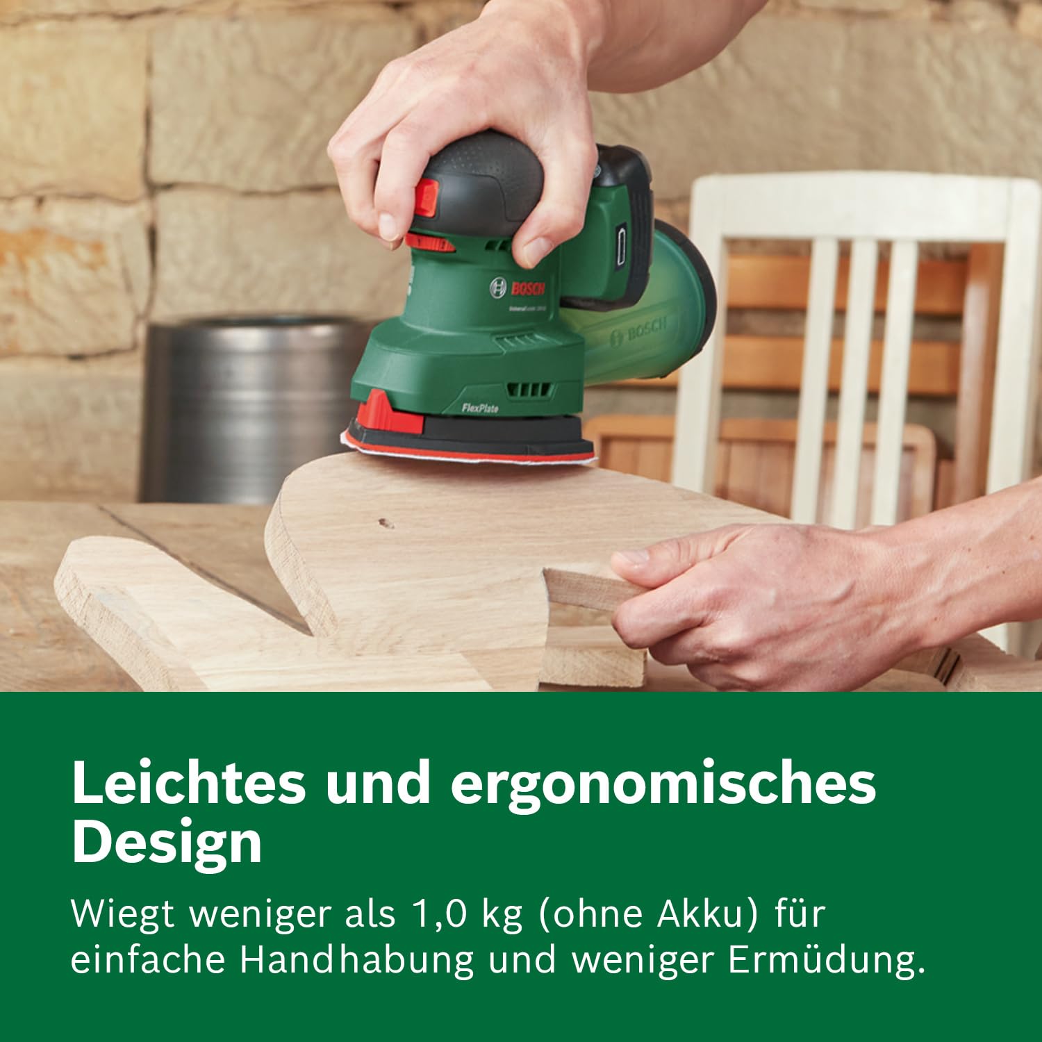Bosch Akku-Schleifer UniversalSander 18V-10 (ohne Akku; 18 Volt System; für die DIY-Holzbearbeitung; 32x Schleifpapier; im Karton) – Amazon Edition