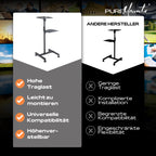 PureMounts PM-PCART-10 - Neigbarer Projektionswagen/Projektionstisch für Beamer und Projektor, flexibel einstellbar (950mm bis 1450mm), feststellbare Rollen, Tragkraft 10kg, Farbe schwarz
