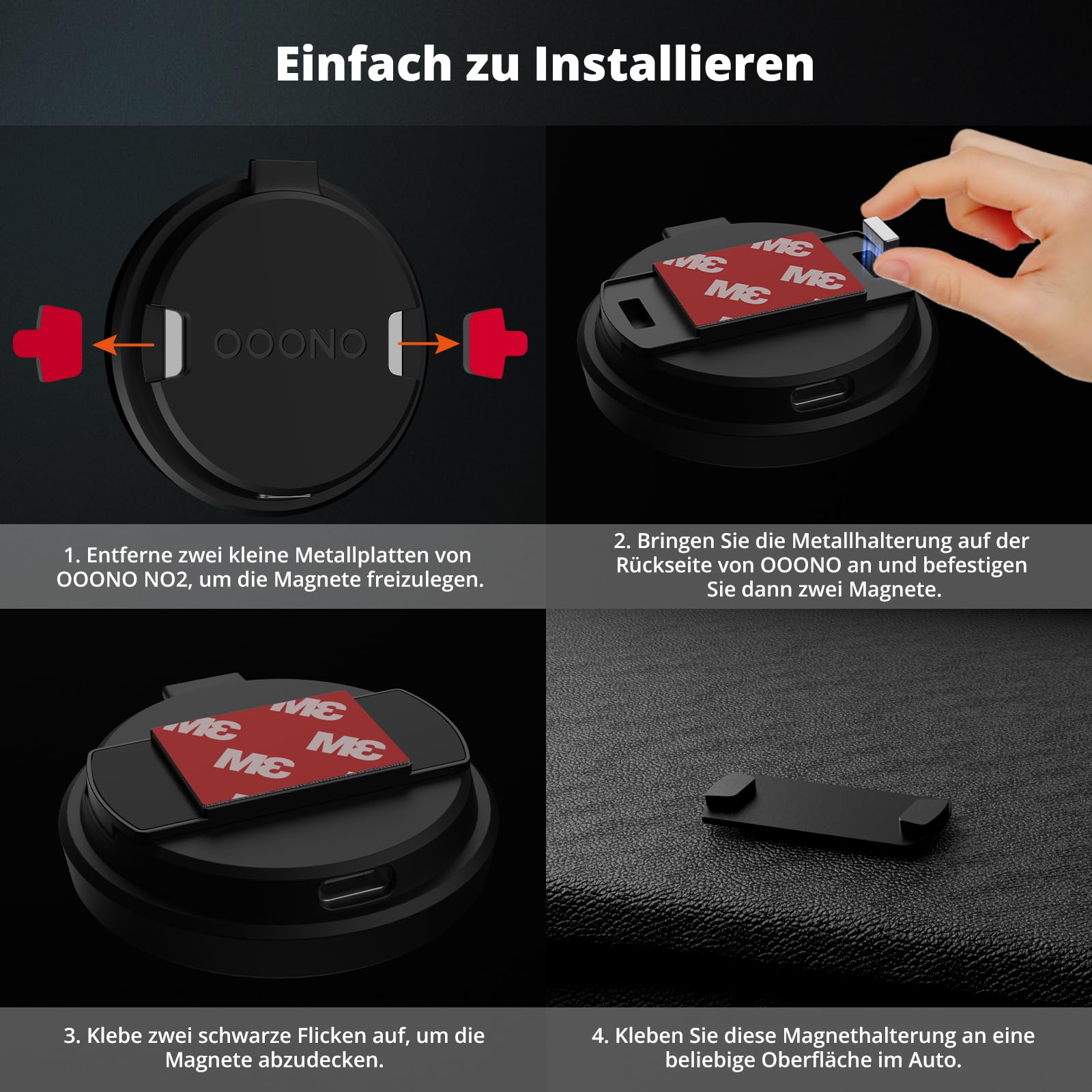 SUPMEGA Magnetische Autohalterung für OOONO CO-Driver NO2, Robuste Metall-Autohalterung mit Eingebauten Magneten, kompatibel mit OOONO NO2 Blitzerwarner