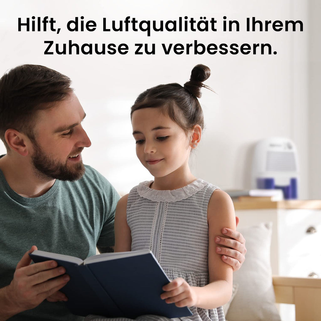 Pro Breeze Mini Luftentfeuchter 500ml gegen Feuchtigkeit, Schmutz, Schimmel, Geräuscharm und Kompakt für Kleine Räume, Automatisches Abschalten, geeignet für Allergiker - Weiß