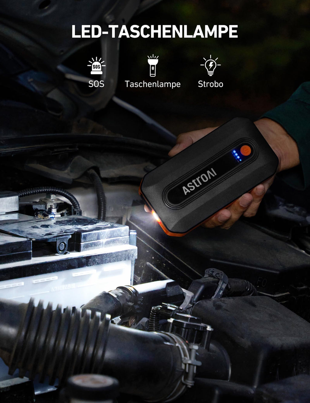 AstroAI B8 StarthilfePowerbank ExtremTemperaturBeständig Für PKW Und Motorrad LEDQC3.0