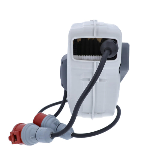 as - Schwabe Automatischer Kabelaufroller 10 m H07RN-F 5G1,5, CEE Stecker, 180° schwenkbar, 1 m Zuleitung mit CEE Kupplung, 400V/16A/5-polig, max. 7kW, IP44, 12648