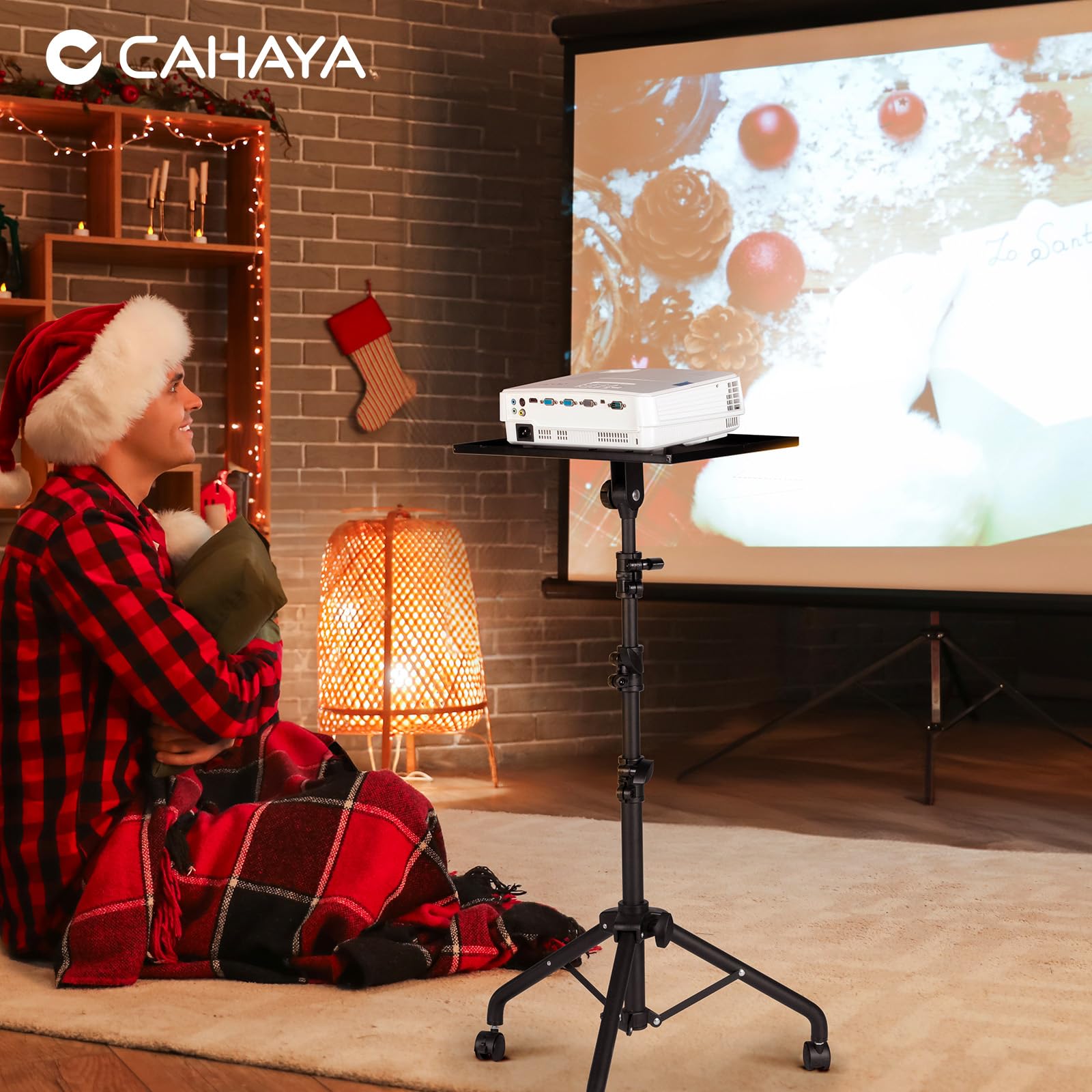 CAHAYA Beamer Ständer Projektor Halterung Multifunktionaler mit Omni-Direktionalen Rollen Bodenständer für Laptop Ständer Projektor Kamera mit verstellbarer Höhe für Outdoor-Filme CY0332