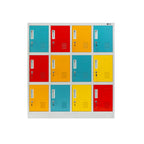 Jan Nowak Schließfachschrank 4B3A Werfachschrank Fächerschrank Umkleideschrank mit 12 Fächern Metall Pulverbeschichtung 120 cm x 110 cm x 45 cm (H x B x T) (Mehrfarbig)