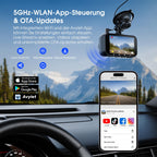 Avylet 4K/2.5K+1080P Dashcam Auto Vorne Hinten, 5GHz WiFi/APP Dual Kamera mit 64GB Card, ADAS Spurhalteassistent, Parküberwachung, externem GPS, Super Nachtsicht, WDR, G-Sensor, 170°+150° Weitwinkel