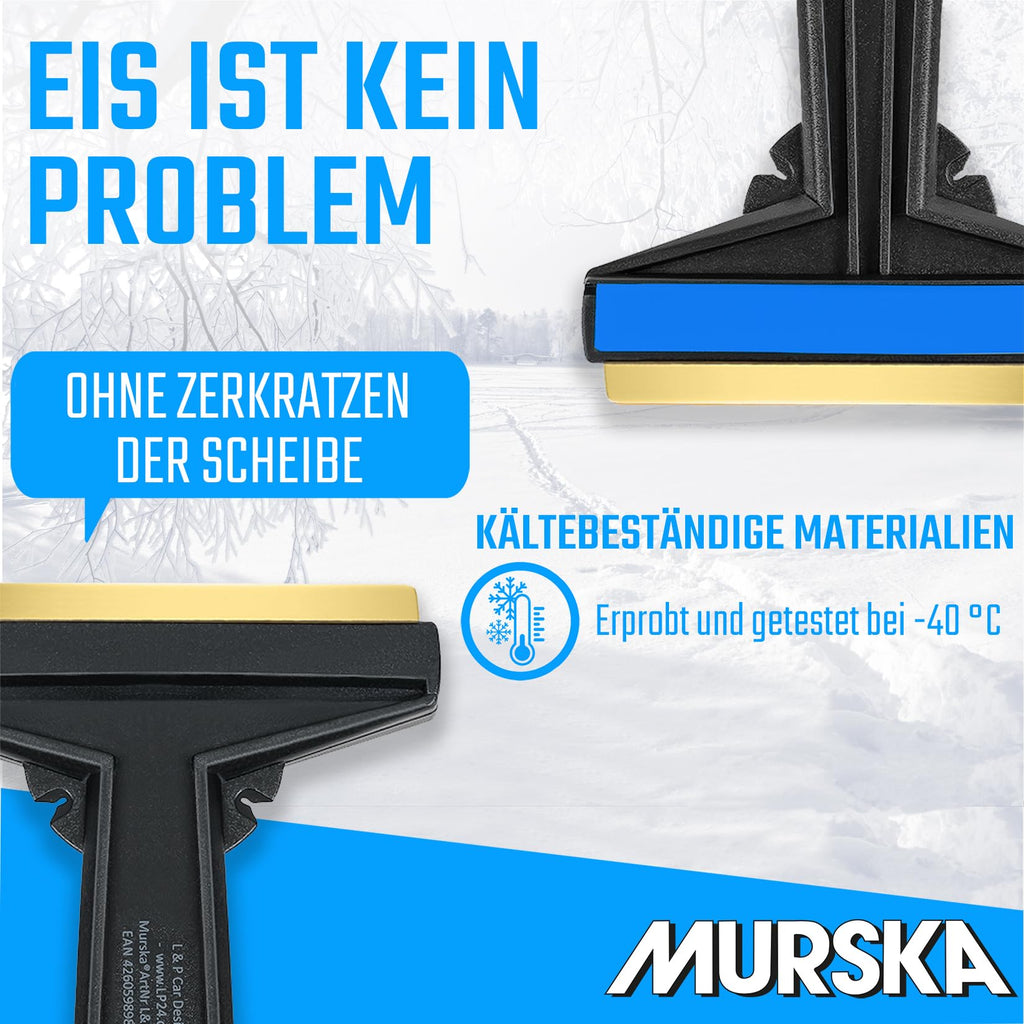 Eiskratzer Auto [2 Stück] - Messing TESTSIEGER 2024* - schnell, mühelos & schonend - Murska Scheibenkratzer Auto - effizient & sicher Schneekratzer Auto - Premium HIPS & Messingklinge - aus Finnland