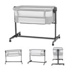 Kinderkraft Neste UP2 Beistellbett 2 in 1, Kinderreisebett mit Matratze Laken, 5-stufige Matratzenhöhenverstellung, 4 Rädern mit Bremse, Weichen Material, Leichte Konstruktion, Grau