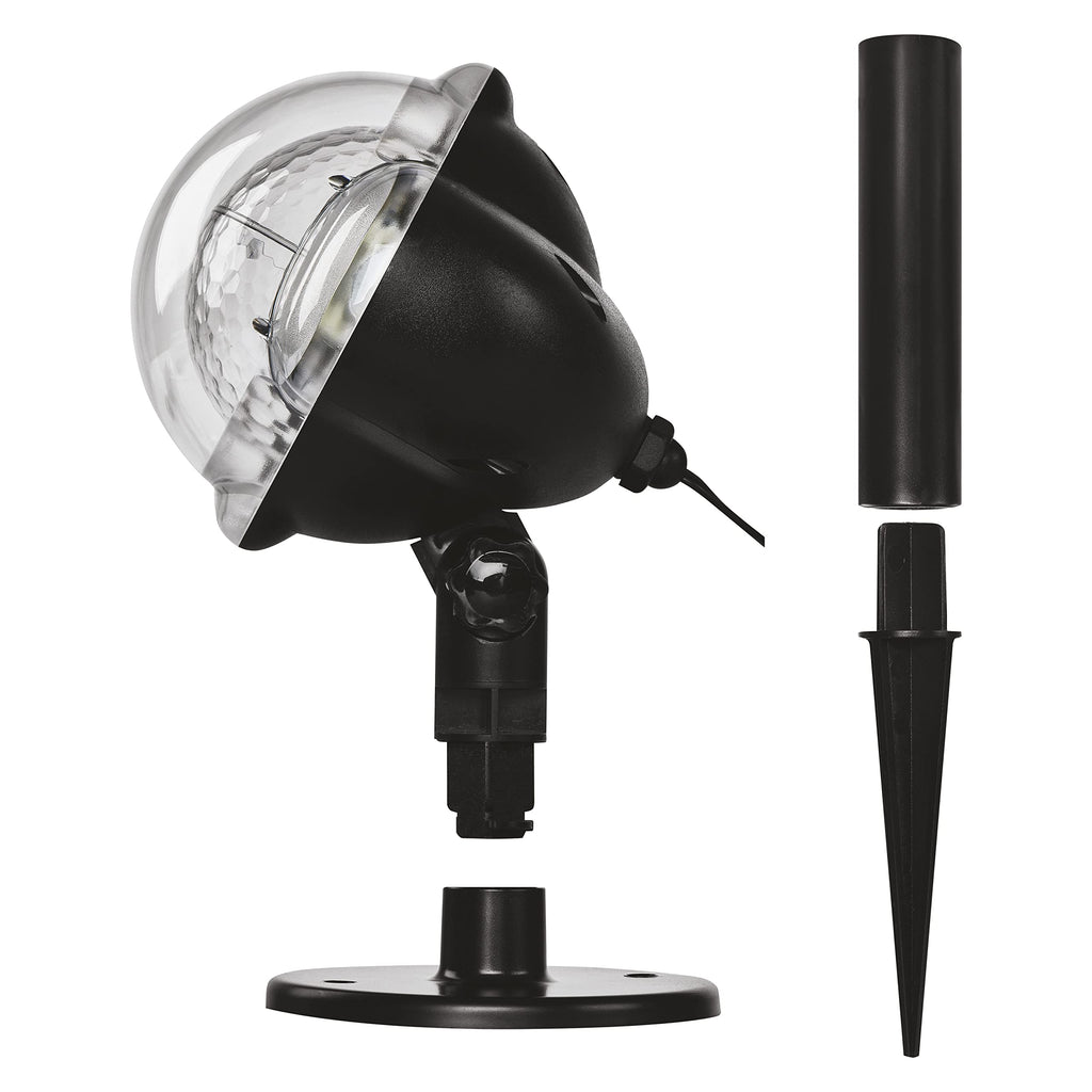 EMOS Schneefall LED Projektor,weiß,fliegender Schnee,effektvolle Wandbeleuchtung,Fassaden-,Wand- und Mauer-Projektion,IP44,Weihnachtsbeleuchtung für Außen & Innen,3m Kabel, Schwarz, DCPC03