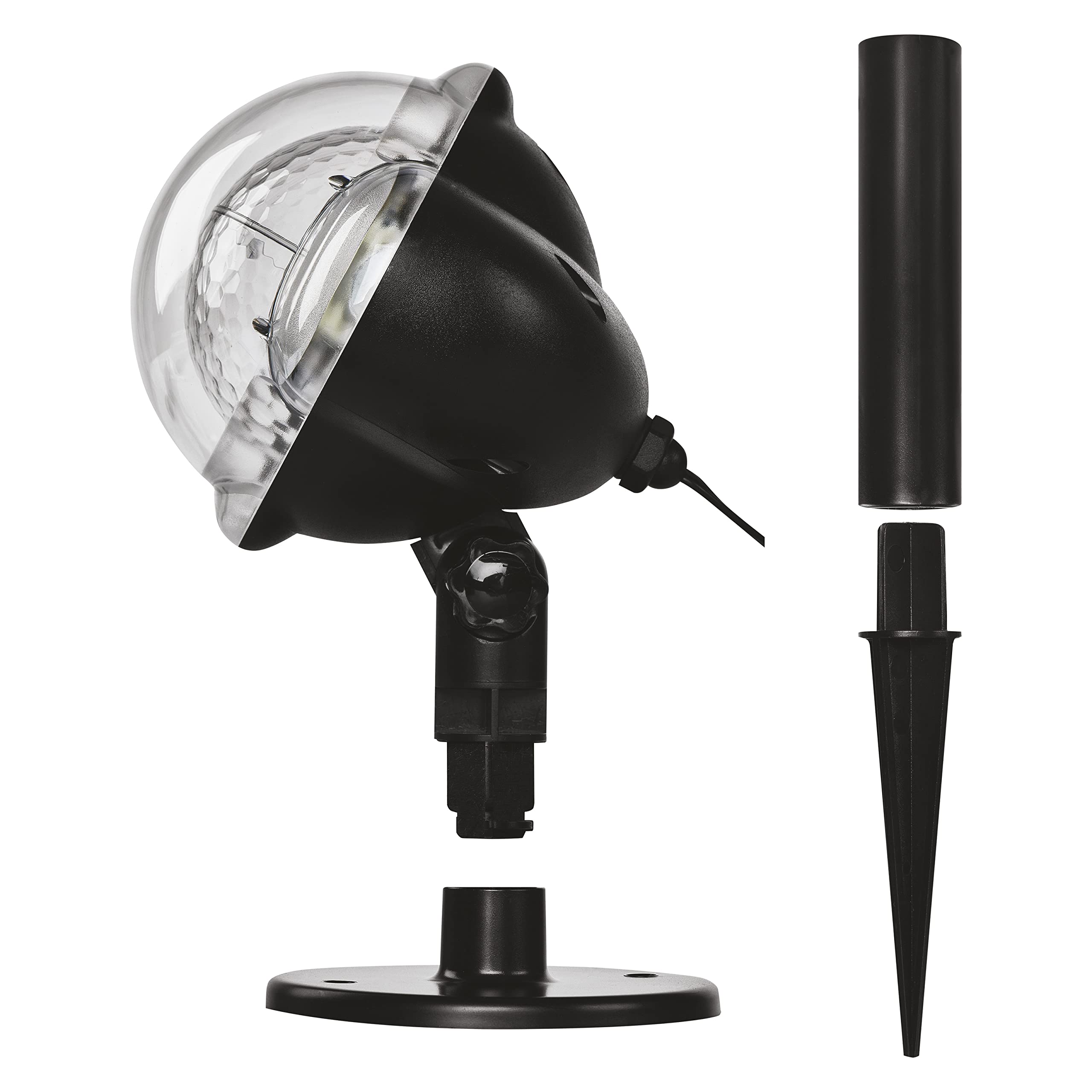 EMOS Schneefall LED Projektor,weiß,fliegender Schnee,effektvolle Wandbeleuchtung,Fassaden-,Wand- und Mauer-Projektion,IP44,Weihnachtsbeleuchtung für Außen & Innen,3m Kabel, Schwarz, DCPC03
