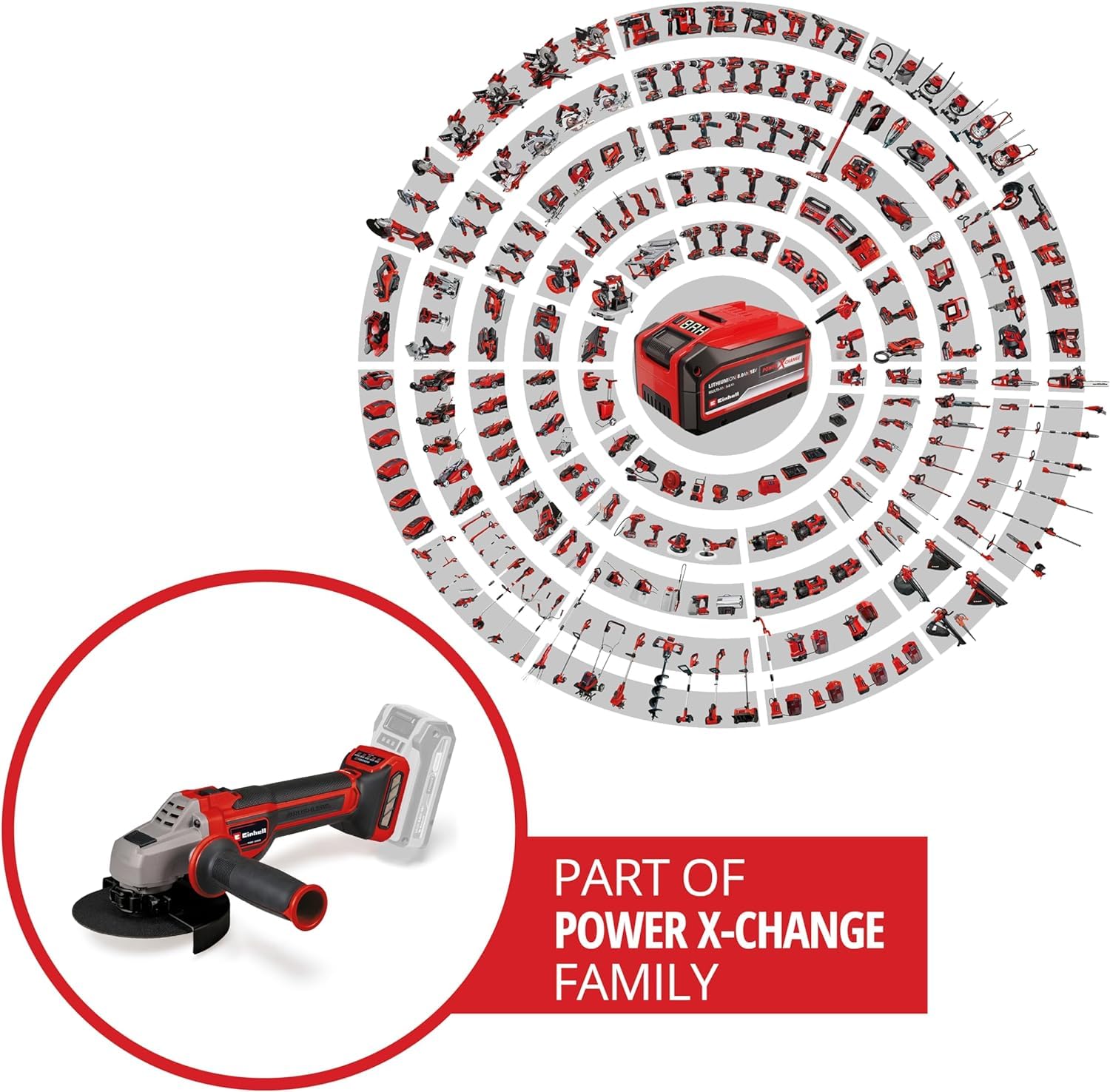 Einhell Professional Akku-Winkelschleifer TP-AG 18/125 CE Q Li Power X-Change (18 V, 900 W, Ø 125 mm, 33 mm Schnitttiefe, Brushless, Konstantelektronik, ohne Trennscheibe, ohne Akku)