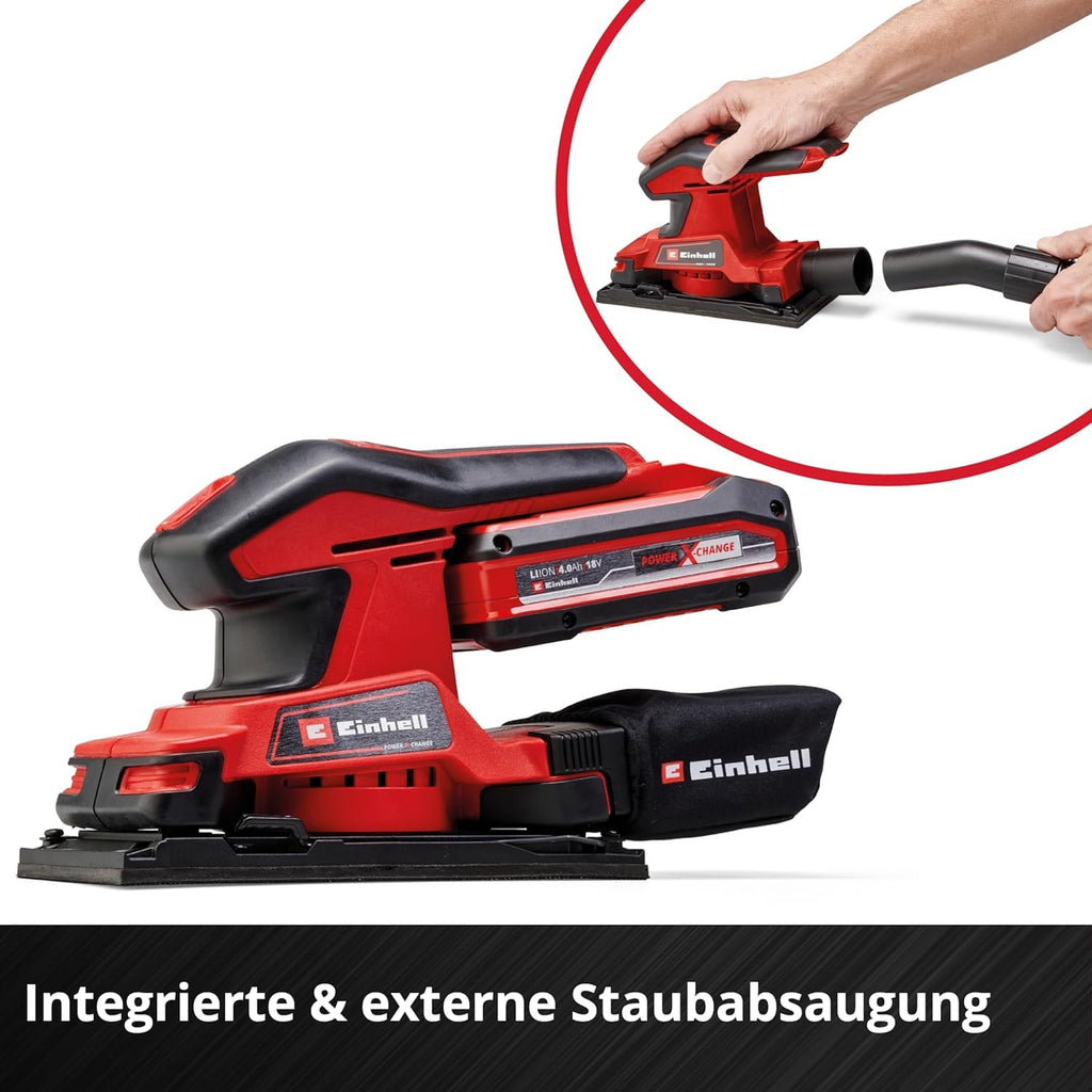 Einhell Akku-Schwingschleifer TC-OS 18/187 Li Solo Power X-Change (Lithium-Ionen, Micro-Klett, Griffflächen mit Softgrip, inkl. 1x Schleifpapier, ohne Akku und Ladegerät)