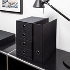 Rössler SOHO 4er Schubladenbox aus Papier | Büro Organizer Schreibtisch | Schubladen Organizer Büro Zubehör & Bürobedarf | Schreibtisch Organizer Box | 18 x 25 x 32 cm | 1 Stück | Farbe: Schwarz