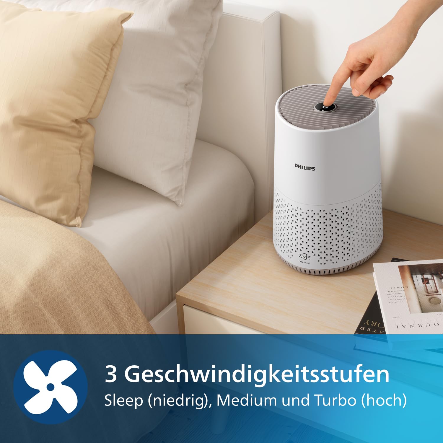 Philips Luftreiniger 600 Serie, Ultraleise und energieeffizient Für Allergiker, HEPA-Filter entfernt 99,97% der Schadstoffe, Für Räume bis zu 44m², App-gesteuert, Weiß (AC0650/10)