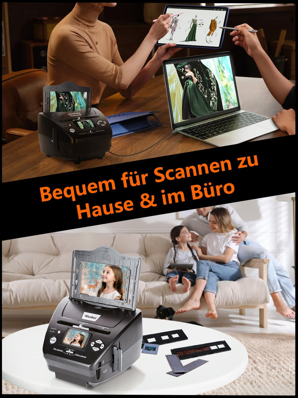 Rollei PDF S 240 SE Multiscanner für Fotos Dias und Film Negative 35mm 135, 3R/4R/5R Photo und Visitenkarte Digitalisieren Konverter Gerät mit Farbmonitor, Foto-Scanner-Dias-Negative-Digitalisieren