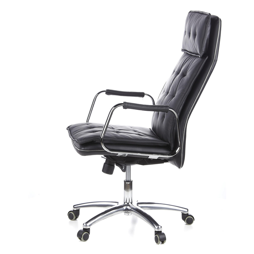 hjh OFFICE 600920 Chefsessel Bürostuhl Villa 20 Nappaleder Schwarz Büro-Sessel mit hoher Rückenlehne