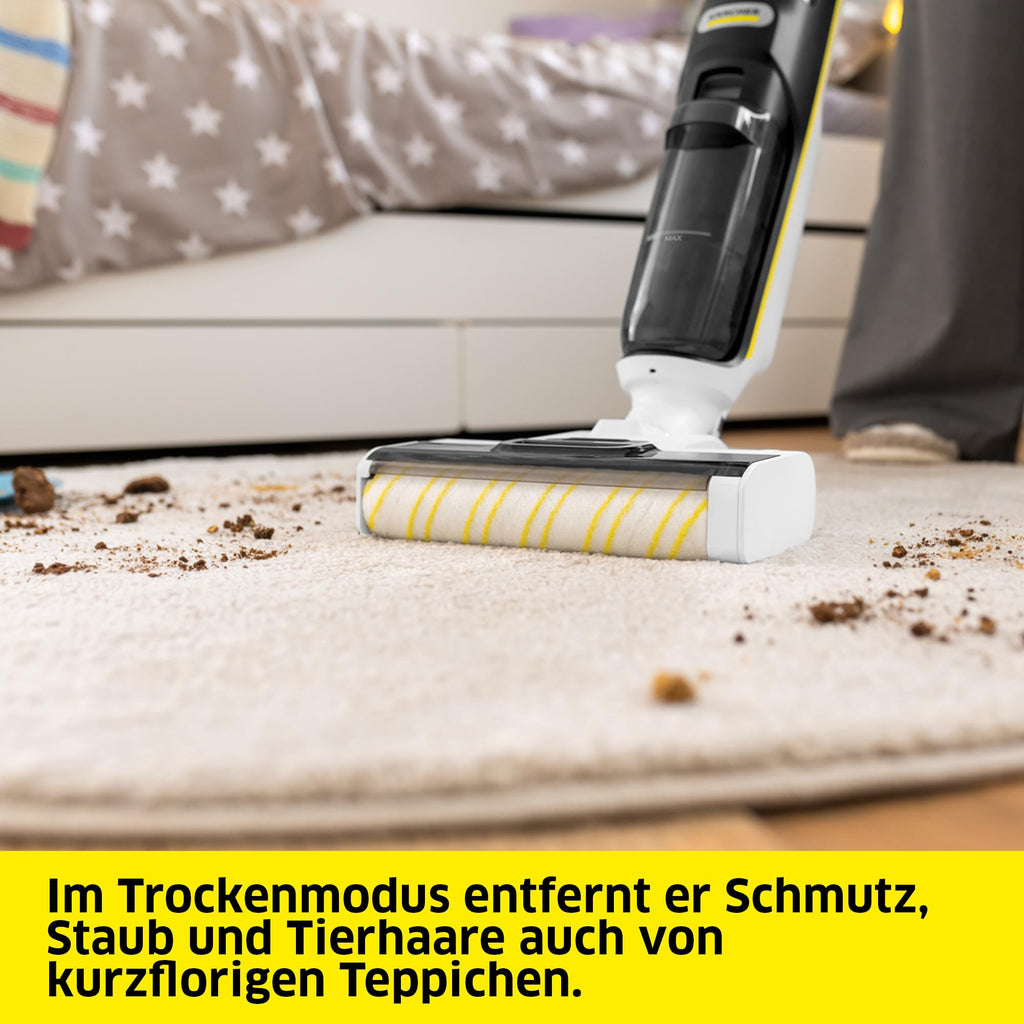Karcher Saugwischer FCV 3, kabelloser Saugwischer mit 3 Reinigungsmodi, Akkulaufzeit: ca. 30 min, Flächenleistung pro Akkuladung: ca. 130 m², Weiß