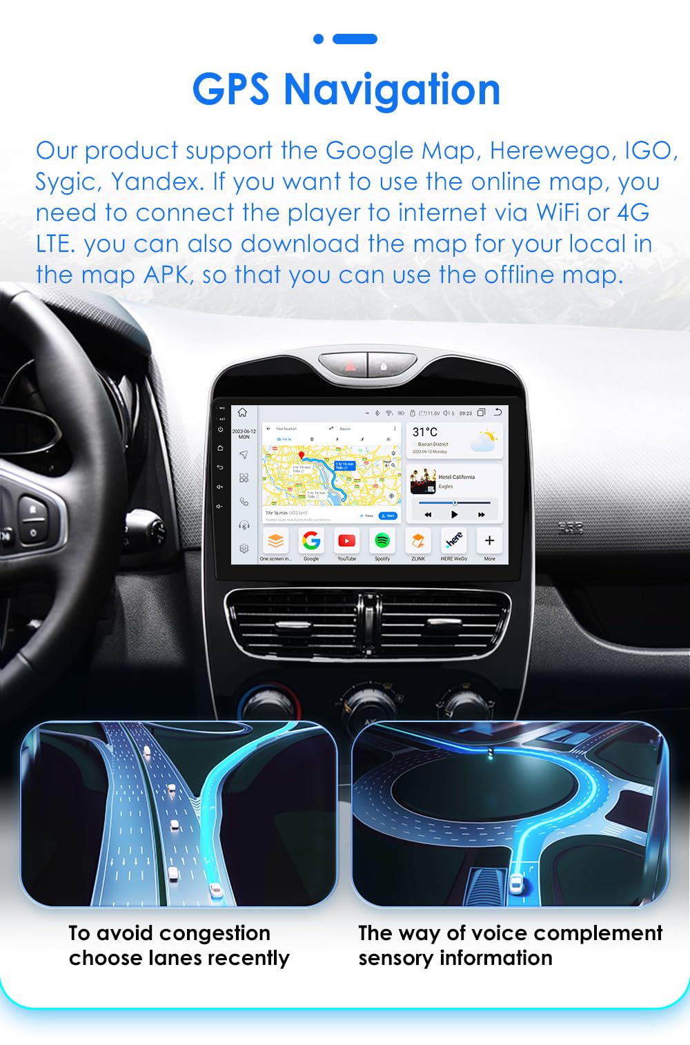 Android 13 Autoradio für Renault Clio 4 ZOE 2016-2019 8-Core 4G+32G GPS Navi für Renault Clio Radio mit Wireless CarPlay Android Auto Bluetooth DAB WiFi 4G Mirror Link Rück-/Frontkamera Input/FM/AM
