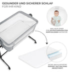 Kinderkraft Neste UP2 Beistellbett 2 in 1, Kinderreisebett mit Matratze Laken, 5-stufige Matratzenhöhenverstellung, 4 Rädern mit Bremse, Weichen Material, Leichte Konstruktion, Grau