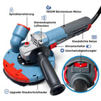 FANZWORK 1500W Betonschleifer Winkelschleifer Set mit Bürstenloser EC-Motor, Betonfräse mit 150mm Diamantschleiftopf *1, Absaughaube *1, Tragbox *1, Präzises & Wartungsfreies Schleifen